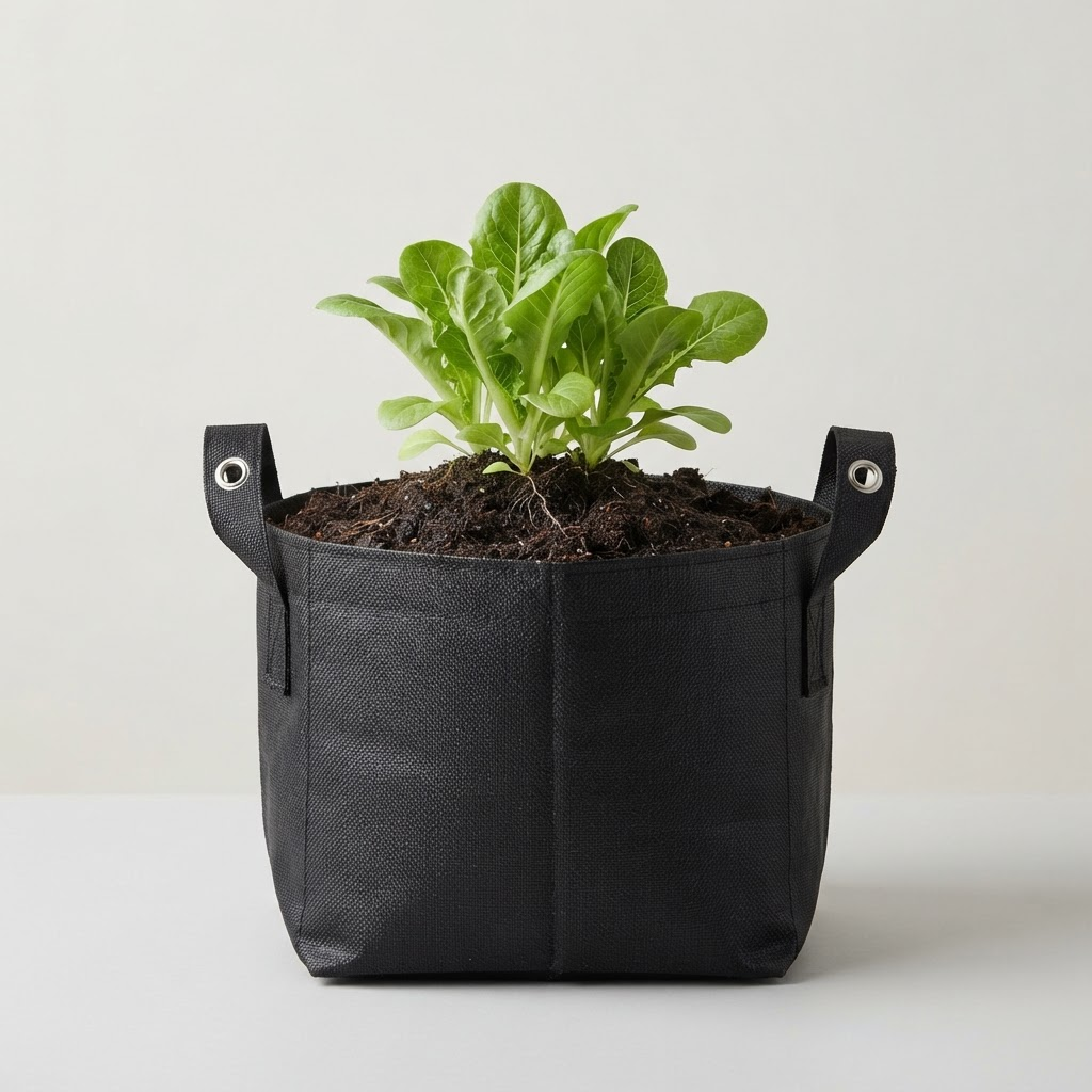 Medium planting pocket with plant