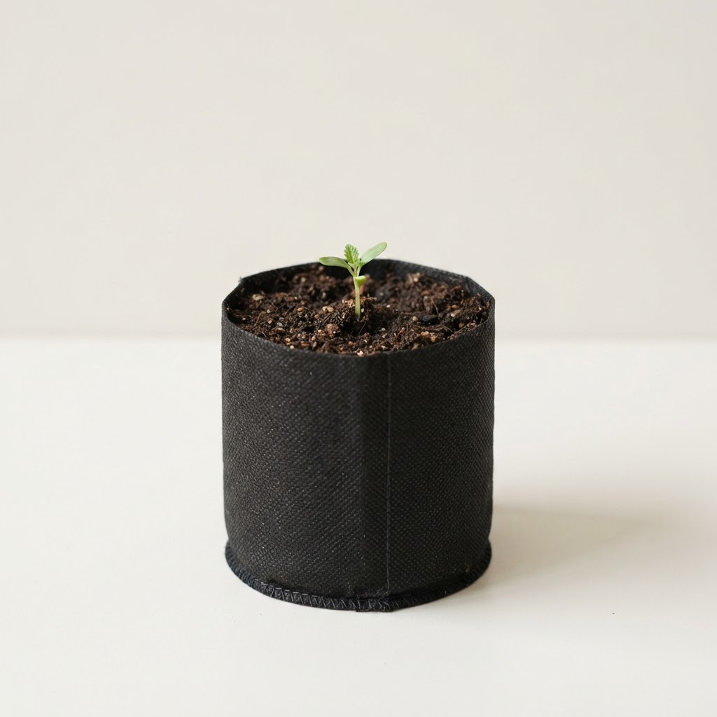 Small planting pocket with plant